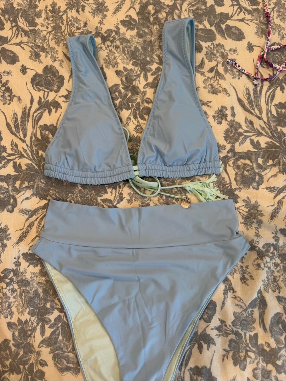 aerie Light Blue High-Waist Bikini Set